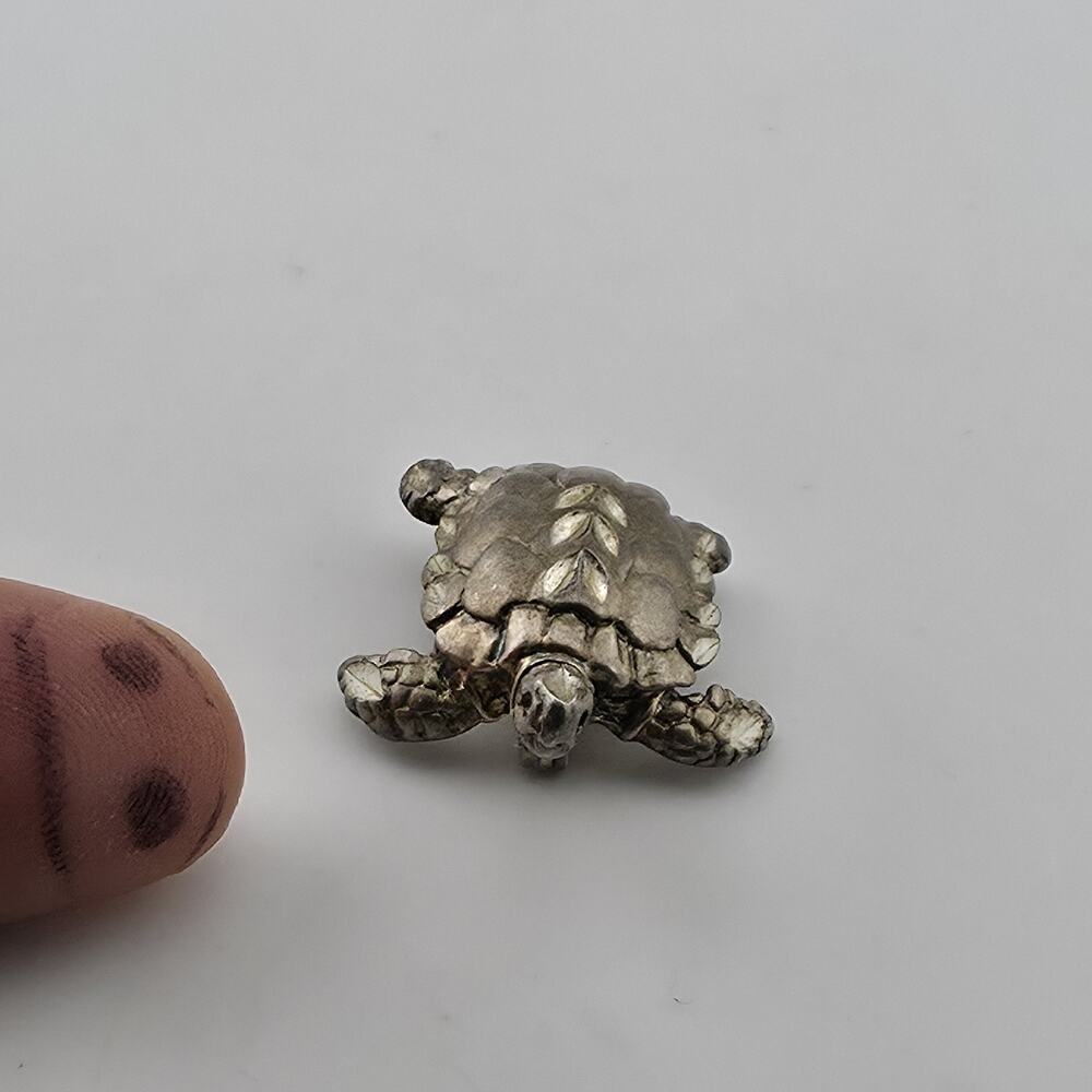 Vintage Sterling Silver Turtle Brooch 925 Figural Sea Turtle Pin Jewelry